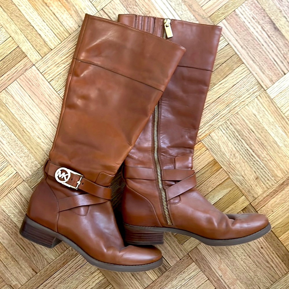 Michael Kors Camel Leather Riding Boots
